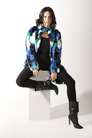 The Chump Mavi Uzun Genis Yaka Kürk