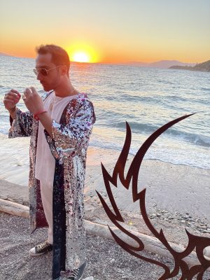 Cosmo-Cift Tarafli Payetli Kimono